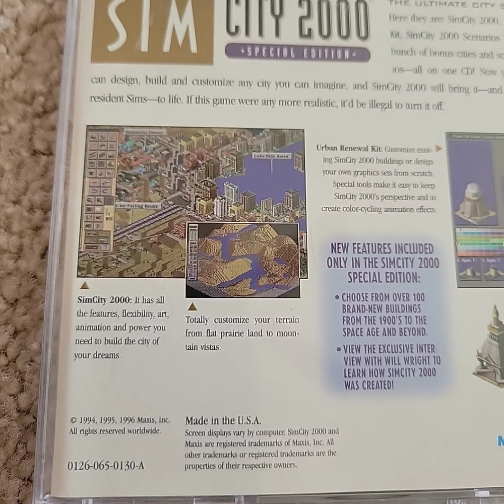 SimCity 2000 CD Collection Special Edition PC Game CD-ROM 1994 Maxis Used